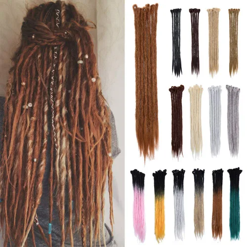Vista 11 de Extensión de pelo de estilo rasta de entre 20 y 24 pulgadas de largo, color degradado, trenzada; hecha a mano, estilo Reggae, enroscada, trenzada