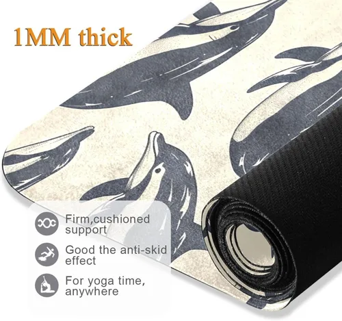 Vista 5 de Dolphins Yoga Mat Non Slip Thick Kids Eco Friendly Rubber Workout Foldable Yoga Mat Women Exercise