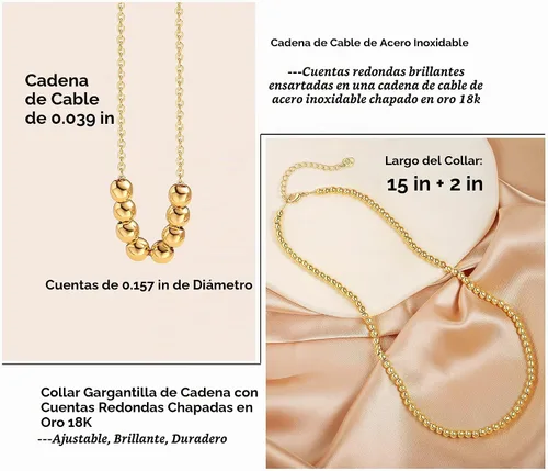 Vista 4 de Aobei Pearl - Gargantilla de oro de 18 quilates con cadena de clip, cadena de bolas y dijes perlas barrocas biwa para mujeres Cuentas redondas