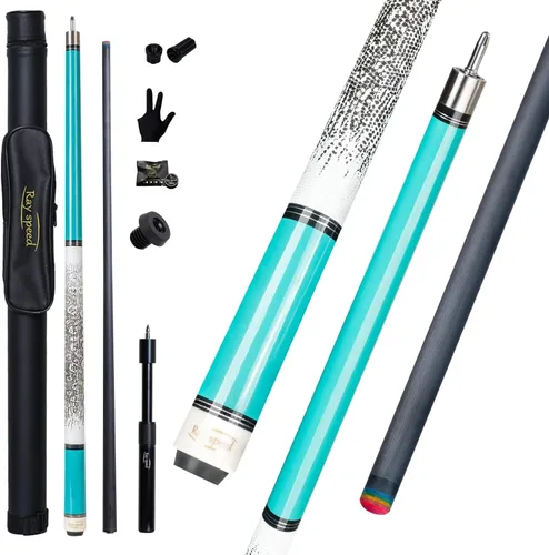 Vista 8 de Taco de Billar de Fibra de Carbono 12.5mm Punta Arcoíris Baja Deflexión Taco de Billar con Junta de Pin Uni-loc y Extensión Taco de Billar-20 oz