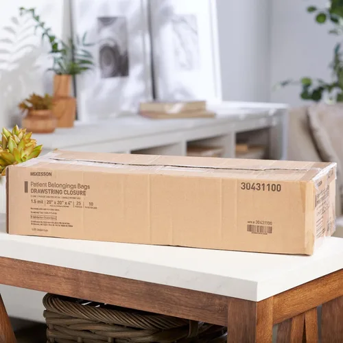 Vista 8 de McKesson Bolsa de pertenencias para pacientes con cierre de cordón, transparente, 4 x 20 x 20 pulgadas, 25 unidades, 10 paquetes, 250 en total