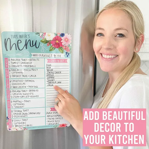 Vista 9 de Planificador semanal de comidas para refrigerador, tablero magnético de menús semanales para la cocina con tabla de conversiones