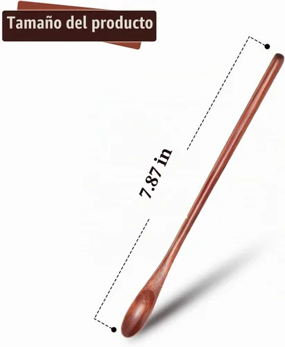 Vista 2 de Patelai - 4 cucharas de café de madera con mango largo para cóctel de té