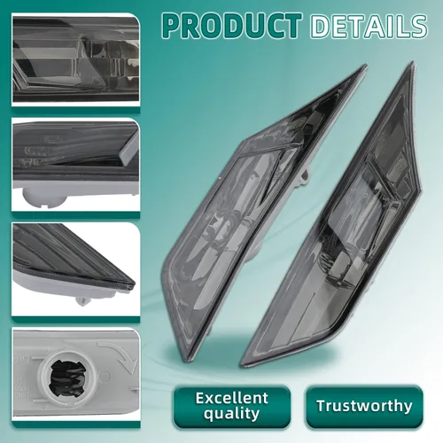 Vista 5 de AUTOKAY Lámpara de señalización lateral con bombillas LED para Honda Civic 2016-2021-Smoke