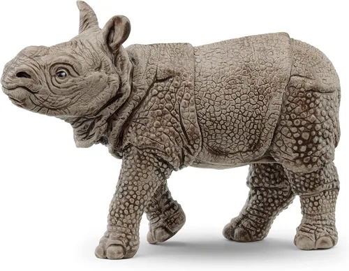Schleich Wild Life - Figura realista de rinoceronte indio para bebé, juguete auténtico y altamente detallado, duradero para educación y juego