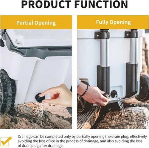 Vista 4 de Cooler Plug Replacement for RTIC, Large & Small Leak Proof Drain Plugs Compatible with RTIC 20QT 45QT 65QT Coolers with Two Drains