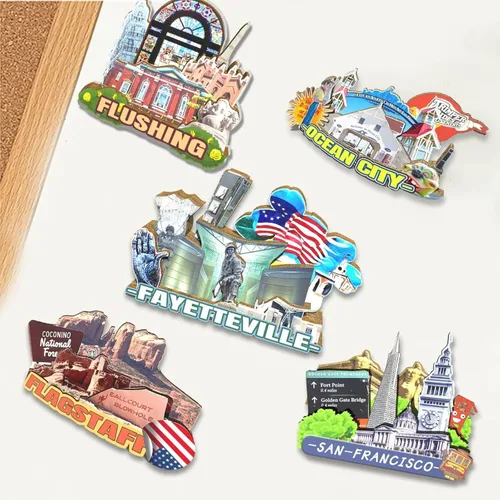 Vista 4 de Imán de Fayetteville para nevera, de madera, 3D, monumentos, viajes, coleccionables, recuerdos, decoración hecha a mano