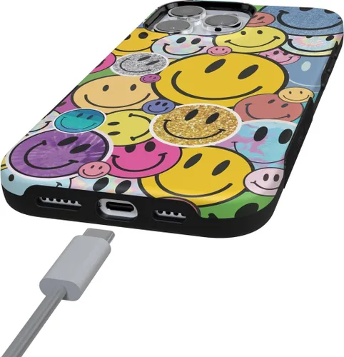 Vista 2 de Casely - Funda protectora para iPhone 16 Pro, diseño All Smiles, sticker de cara sonriente, colección Bold, compatible con MagSafe