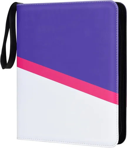 Vista 15 de Carpeta para tarjetas coleccionables de 4 bolsillos con cremallera y correa de mano, capacidad para hasta 400 tarjetas, carpeta TCG de piel