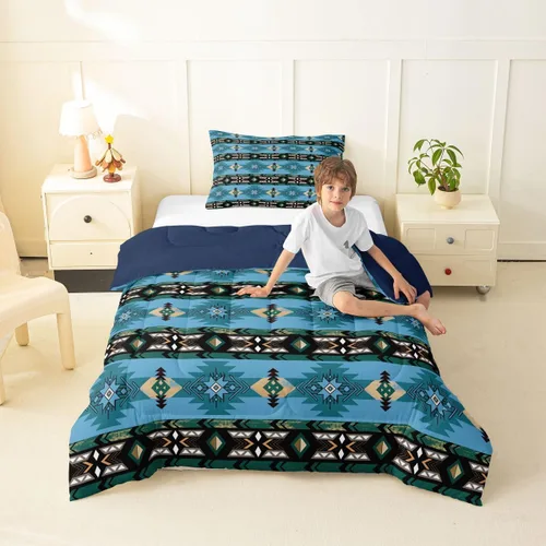 Vista 61 de Erosebridal - Juego de ropa de cama geométrica bohemia, juego de edredón occidental, edredón étnico tribal con flecha azteca, inserto de edredón