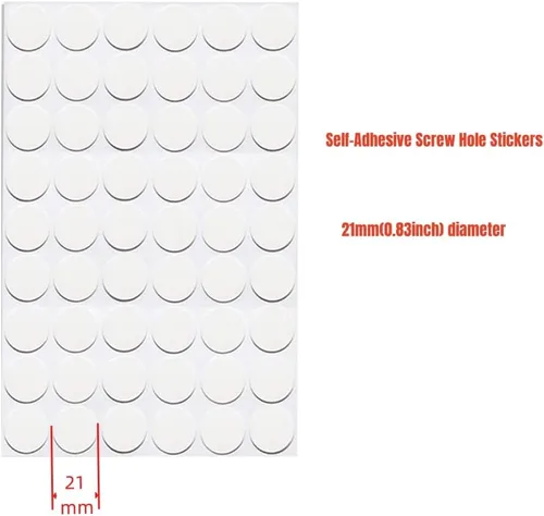 Vista 2 de 216 calcomanías autoadhesivas para agujeros de tornillo, 4 mesas, tapas autoadhesivas para tornillos a prueba de polvo, 0.827 in, color blanco