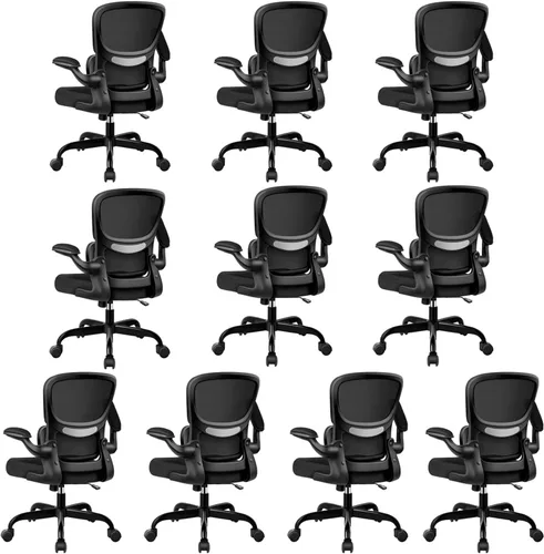 Vista 10 de BESTFAIR Silla de oficina ergonómica, silla de escritorio de malla transpirable cómoda con soporte lumbar, silla de computadora, silla de escritorio