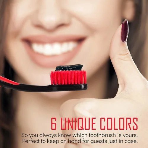 Vista 3 de Lingito Dental Check - Paquete de 6 cepillos de dientes, solución natural para blanquear los dientes, cerdas ultrasuaves para el cuidado dental