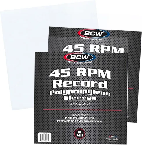 Vista 8 de BCW Fundas de disco de 45 RPM – 100 unidades Se adapta a singles estándar de 7 pulgadas 45s Fundas exteriores de polipropileno de 2 Mil