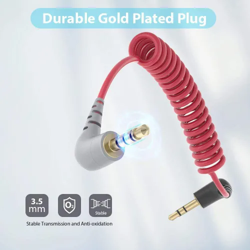 Vista 3 de Cable adaptador TRS a TRRS de 0.138 in, cable de conexión de micrófono Lavalier para Rode SC7, cable de micrófono inalámbrico GO, cables
