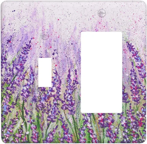 Vista 204 de Placa de Cubierta de Interruptor de Luz de 2 Posiciones Combinación de Abstracción/1 Toggle 1 Rocker Placas Decorativas de Pared de Plástico Negro