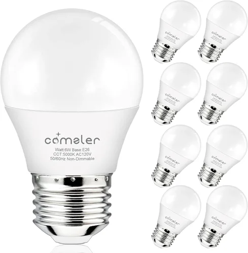 Vista 11 de comzler Bombilla pequeña de 6 W, luz blanca cálida de 2700 K, equivalente a 60 vatios, base de tornillo estándar E26 con forma A15/G45