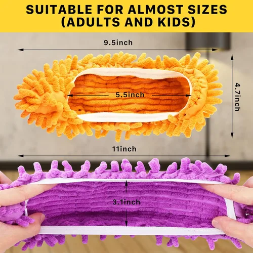 Vista 3 de 20 calcetines de fregona para limpieza de pisos, lavables y reutilizables, zapatos de microfibra para limpieza, pantuflas de limpieza multifunción