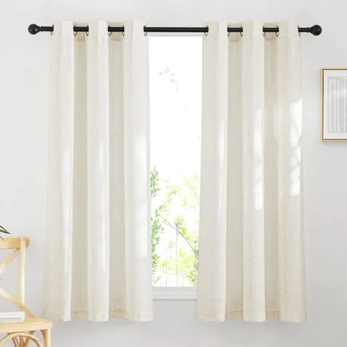 Vista 128 de NICETOWN Cortinas semitraslúcidas para ventana de cocina con ojales, 29 pulgadas de ancho x 24 pulgadas de largo, color blanco, cortinas