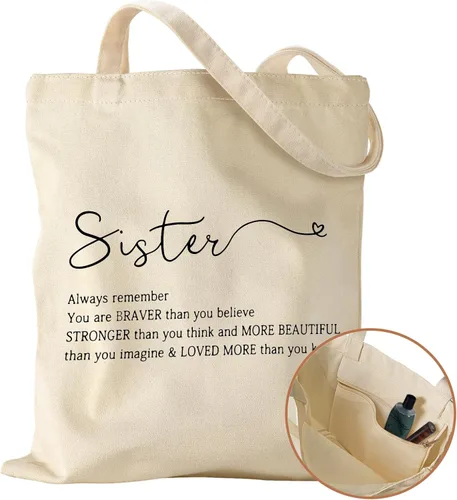 Vista 9 de Miss Adola Canvas Tote Bag with Pocket - Aesthetic Cute Canvas Bag for Women Shoulder Totes for Shopping, Work, Gym