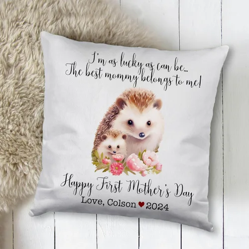 Vista 2 de Hedgehogs Mothers Day, First Mother's Day Custom Pillowcase, Personalized Mother's Day Pillowcase, Gift for Mom, Home Decor