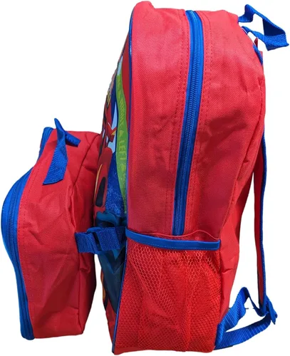 Vista 5 de Ruz Blaze the Monster Machine Mochila de tamaño completo de 16 pulgadas con lonchera desmontable, Rojo, multi color, Combo de almuerzo con mochila