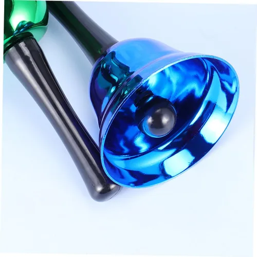 Vista 2 de MAGICLULU Juego de campanas de anillo de 2.953 in, campanas de metal de mano para fiesta de Navidad, escuela, decoración del hogar, verde y azul