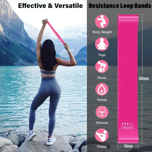 Vista 6 de FTTYONE - Juego de 5 bandas de resistencia para entrenamiento, diferentes niveles de banda elástica para gimnasio en casa, entrenamiento