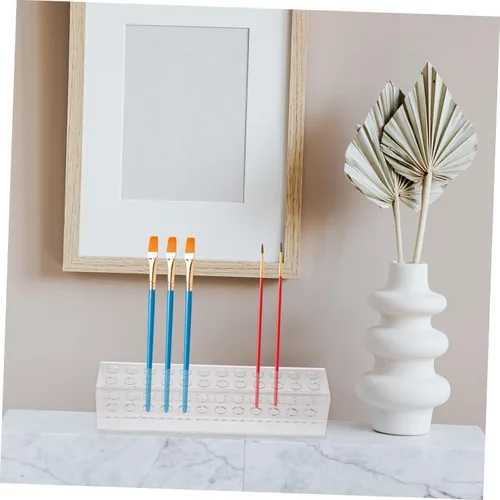 Vista 5 de Acrylic 24-Hole Makeup Pen Holder Storage Rack Cosmetic Display Case for Artists Detachable Organizer for Pens and Tools