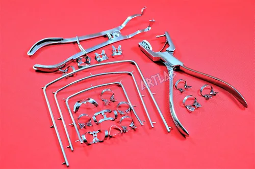 Vista 5 de Juego de 20 piezas de represa de goma dental de alta calidad – Abrazaderas de goma de acero inoxidable premium, alicates de perforación, suministros
