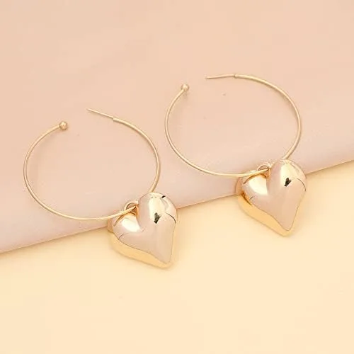 Vista 4 de Pingyongchang Collar de corazón laminado colgante de cadena multicapa collar de corazón amor para siempre collar de corazón de oro de 14 quilates