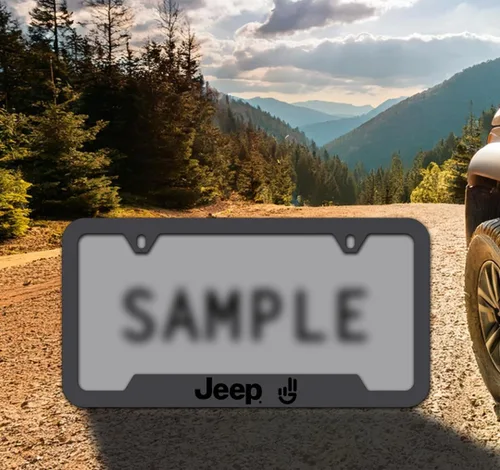 Vista 2 de Marco para matrícula de Jeep Wave, cantidad 1 incluida (metal negro)