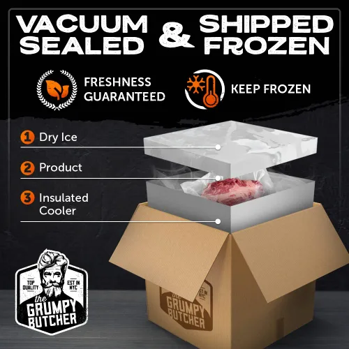 Vista 7 de Grumpy Butcher 6 Steaks Sampler Set Caja de regalo: 2 filetes grandes de filete mignon y 4 filetes de New York Strip - Calidad Prime Steakhouse