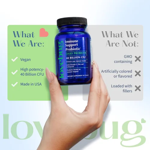 Vista 4 de LOVEBUG Probióticos diarios de apoyo inmunológico para mujeres, 40 mil millones de UFC, suplemento probiótico Lactobacillus bifidobacterium