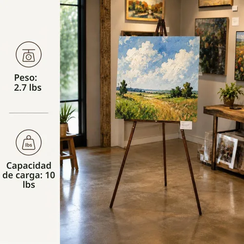 Vista 4 de Conda Trípode de madera de 63 pulgadas con bandeja, caballete ajustable con marco A para letrero de boda, caballetes plegables para pintar lienzos