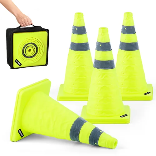 Vista 27 de BATTIFE [Paquete de 2] Conos de tráfico plegables de 18 pulgadas, conos de seguridad, conos emergentes con collar reflectante, para práctica de Azul