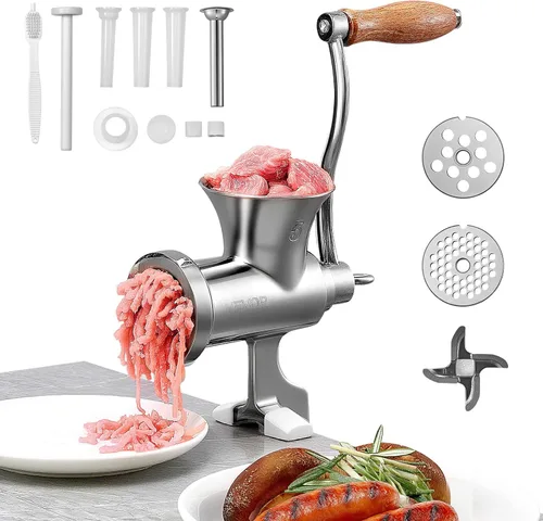 Vista 11 de VEVOR Molinillo de Carne Manual, Molinillo de Carne de Acero Inoxidable 304 con Abrazadera de Mesa de Acero, #12 Picadora de Carne para Salchichas