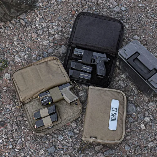Vista 4 de ACETAC Paquete de 3 fundas tácticas para pistola con parche reflectante, envoltura universal de funda CCW, panel de velcro (negro)