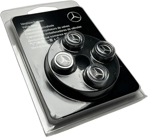 Vista 2 de Auténtico capuchón de Válvula para Mercedes Benz Estilo negro, B66472002 (Set de 4)