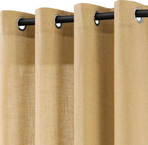 Vista 19 de Cortinas de lino verde aguamarina de 84 pulgadas de largo, 2 paneles para sala de estar y dormitorio, cortinas transparentes de filtrado de luz