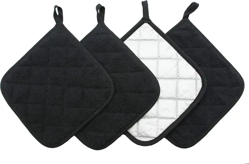 Vista 12 de Juego de 4 soportes de algodón para ollas de algodón, lavables a máquina, resistentes al calor, para uso diario, cocina, almohadillas calientes, Gris