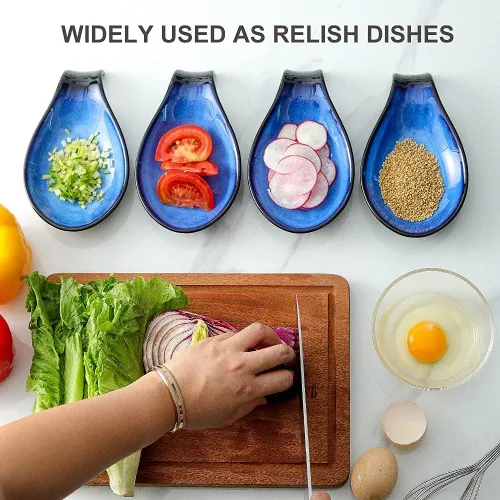 Vista 8 de Nihow Soporte para cucharas de utensilios: soporte de cerámica para cuchara/espátula/cucharón - Soporte para cuchara de cocina resistente al calor