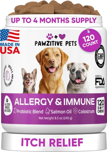 Golosinas para el alivio de alergias en perros para piel con picazón - Golosinas para alergias estacionales y alimentarias para la muda, lamido de
