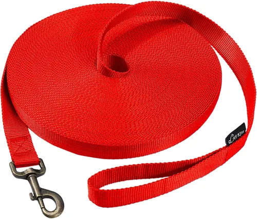 Vista 15 de Correa larga para perro para entrenamiento de 15 pies - Cuerda de nailon reflectante con gancho giratorio - Correa de agilidad de recuperación