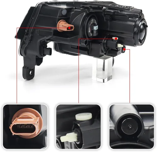 Vista 5 de FIONE Conjunto de faros delanteros halógenos compatible con Jeep Grand Cherokee 2017 2018 2019 2020 2021 repuesto con carcasa cromada, marco
