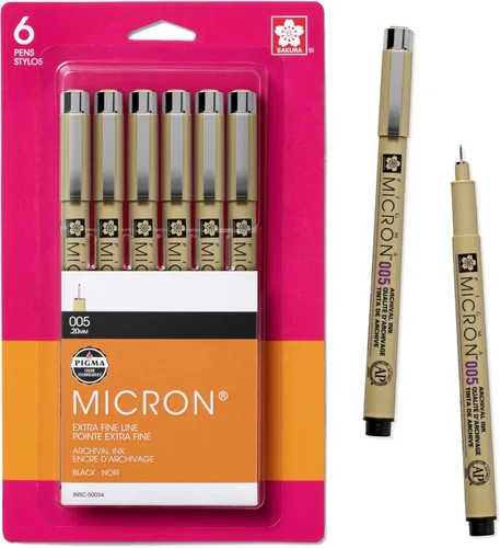 Vista 12 de SAKURA Pigma Micron 50131 - Bolígrafos fineliner, tamaño de 10 puntas, tinta negra archival, paquete de 6