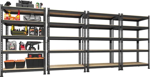 Vista 31 de PrimeZone Estantes de Almacenamiento para Garaje de Servicio Pesado Ajustables de 5 Niveles - 47" An x 18" Pr x 71" Al, Unidad de Estante de Rack