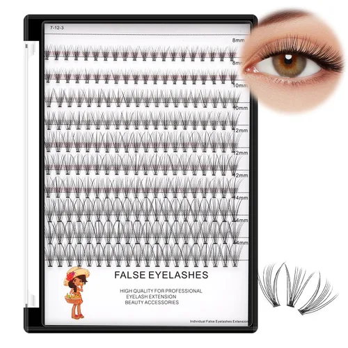 Vista 13 de Bodermincer Caja grande, 200 pestañas postizas 10D, 8-10-0.472-0.551 in mixtas de maquillaje profesional individual racimo pestañas postizas injerto