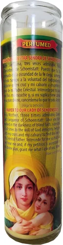 Vista 2 de Nuestra Señora de Schoenstatt (Nuestra Señora de Schoenstatt) Vela devocional de pilar perfumado de color lima