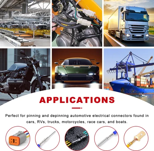 Vista 7 de Kit de herramienta de crimpado Knoweasy para conectores Deutsch DT: Crimpador de barril cerrado y barril abierto, herramienta de extracción